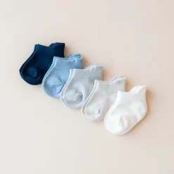 Kyte Baby Ankle Socks Combo 5-Pack in Cool Cool Set: Cloud/Oat/Fog/Slate/Navy New