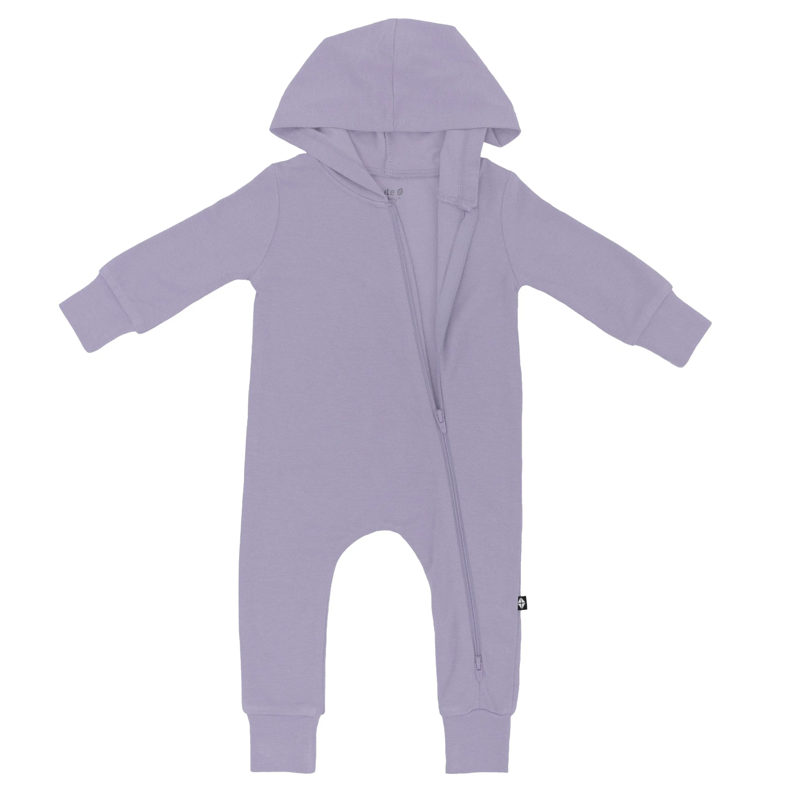 Kyte Baby Bamboo Jersey Hooded Zippered Romper in Taro Outlet