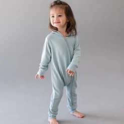 Kyte Baby Bamboo Jersey Hooded Zippered Romper in Fog Outlet