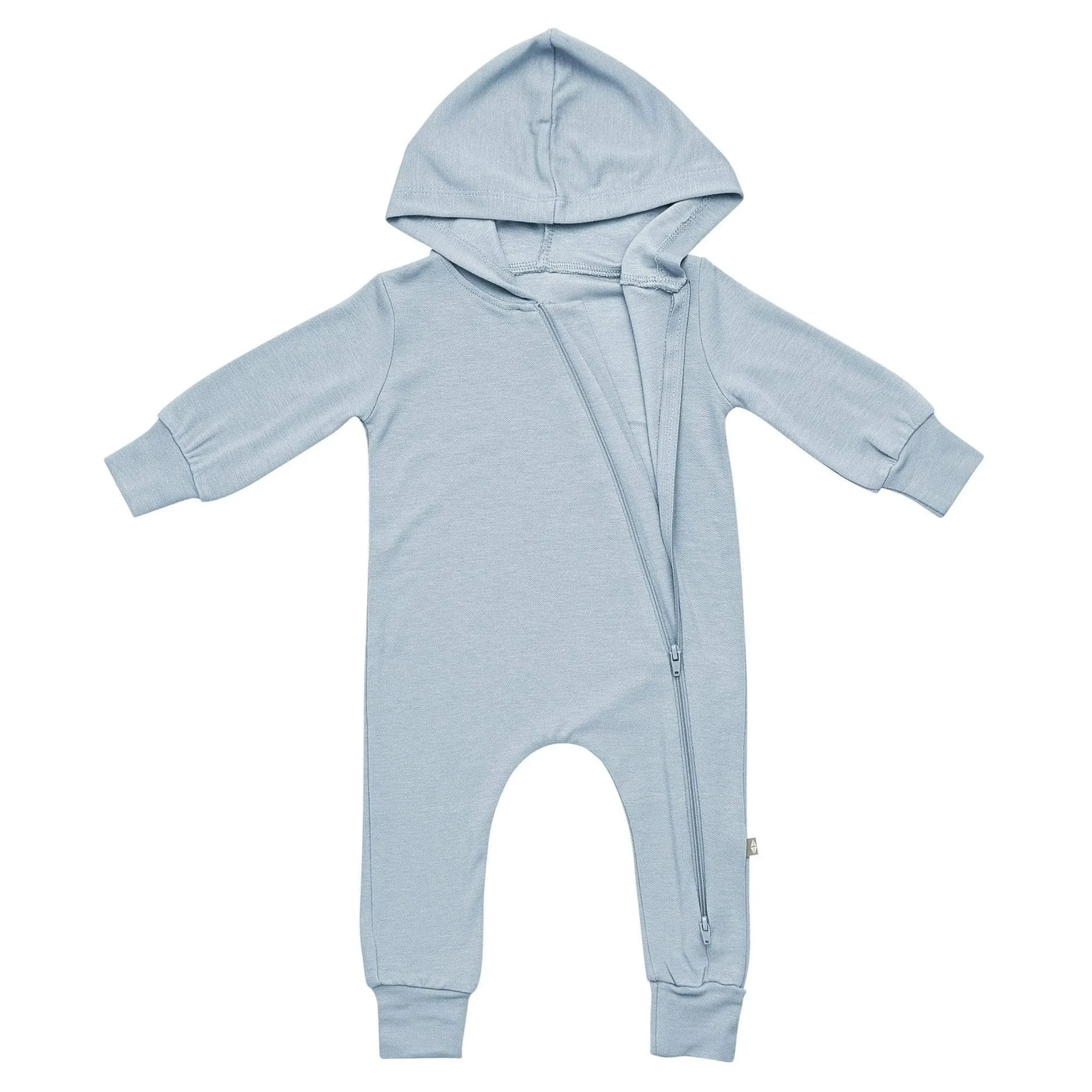 Kyte Baby Bamboo Jersey Hooded Zippered Romper in Fog Outlet