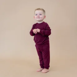 Kyte Baby Bamboo Jersey Jogger Set in Burgundy Outlet