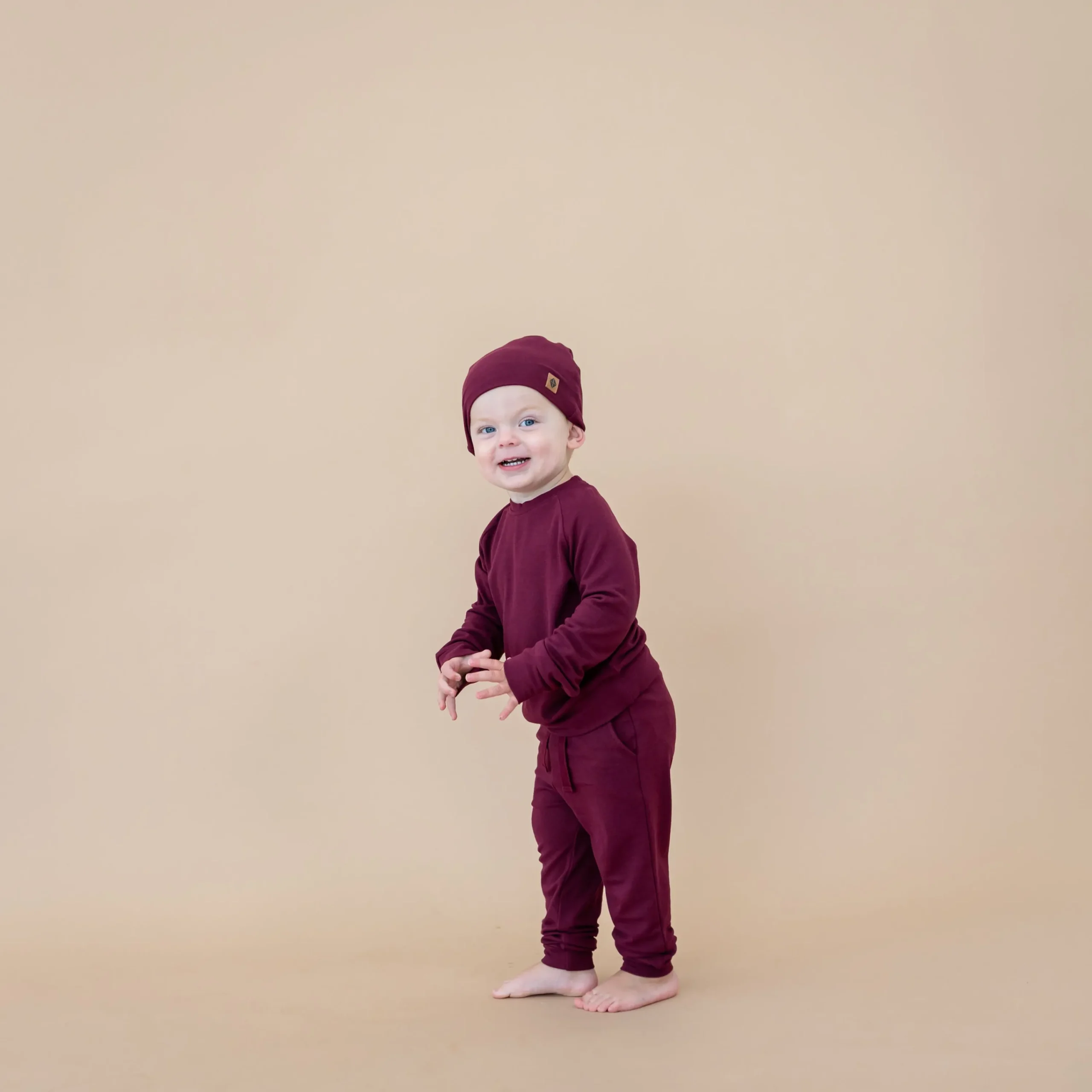 Kyte Baby Bamboo Jersey Jogger Set in Burgundy Outlet