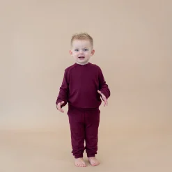 Kyte Baby Bamboo Jersey Jogger Set in Burgundy Outlet