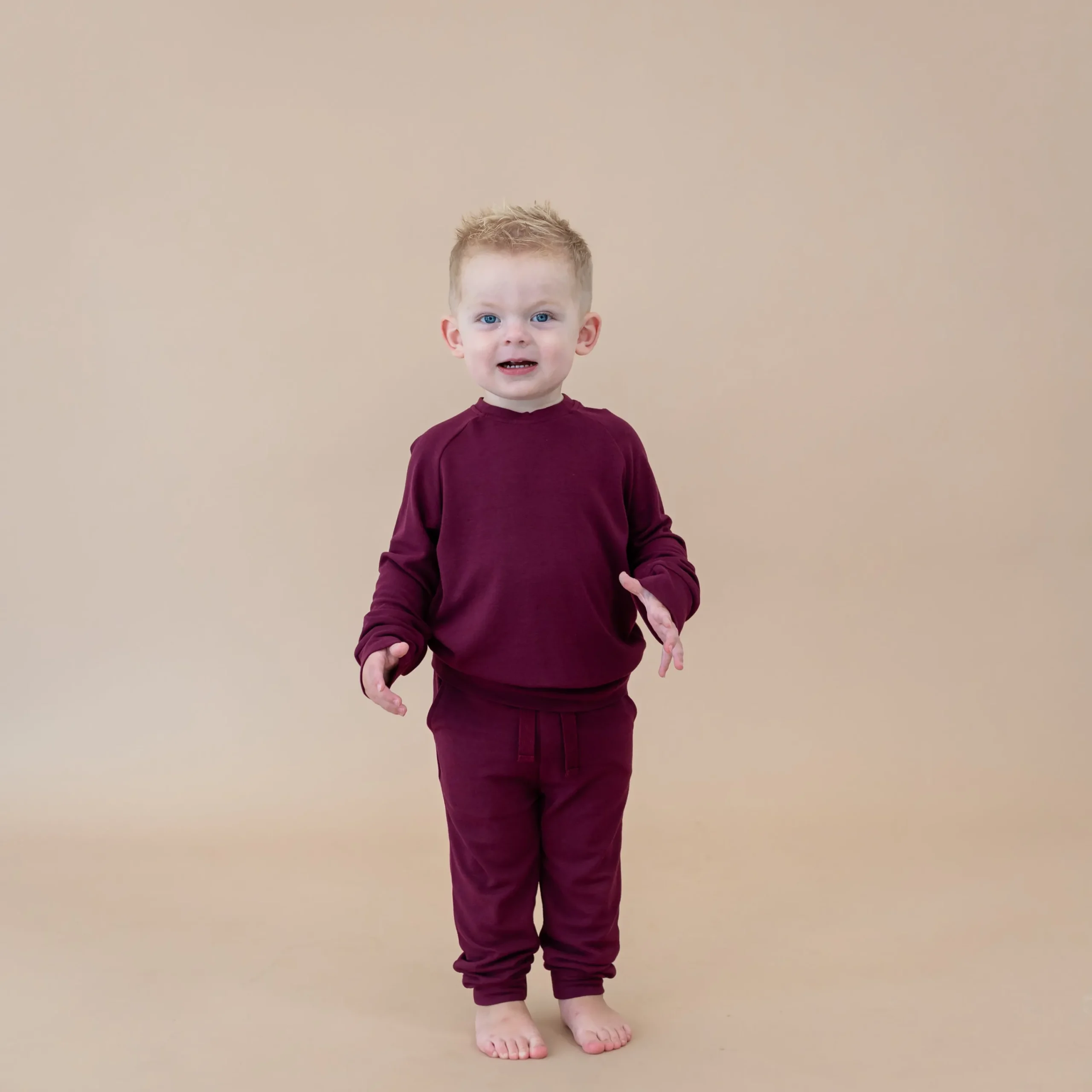 Kyte Baby Bamboo Jersey Jogger Set in Burgundy Outlet