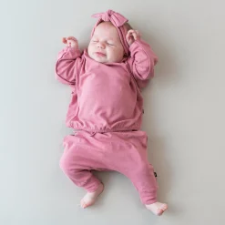 Kyte Baby Bamboo Jersey Long Sleeve Drop Shoulder Top in Apple Blossom