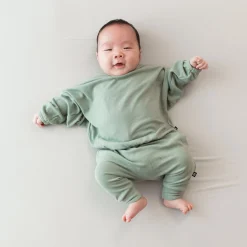 Kyte Baby Bamboo Jersey Long Sleeve Drop Shoulder Top in Thyme Clearance