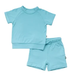 Kyte Baby Bamboo Jersey Short Sleeve Jogger Set in Makai New