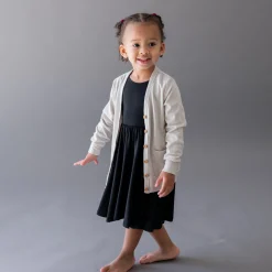 Kyte Baby Bamboo Jersey Toddler Cardigan in Oat Hot