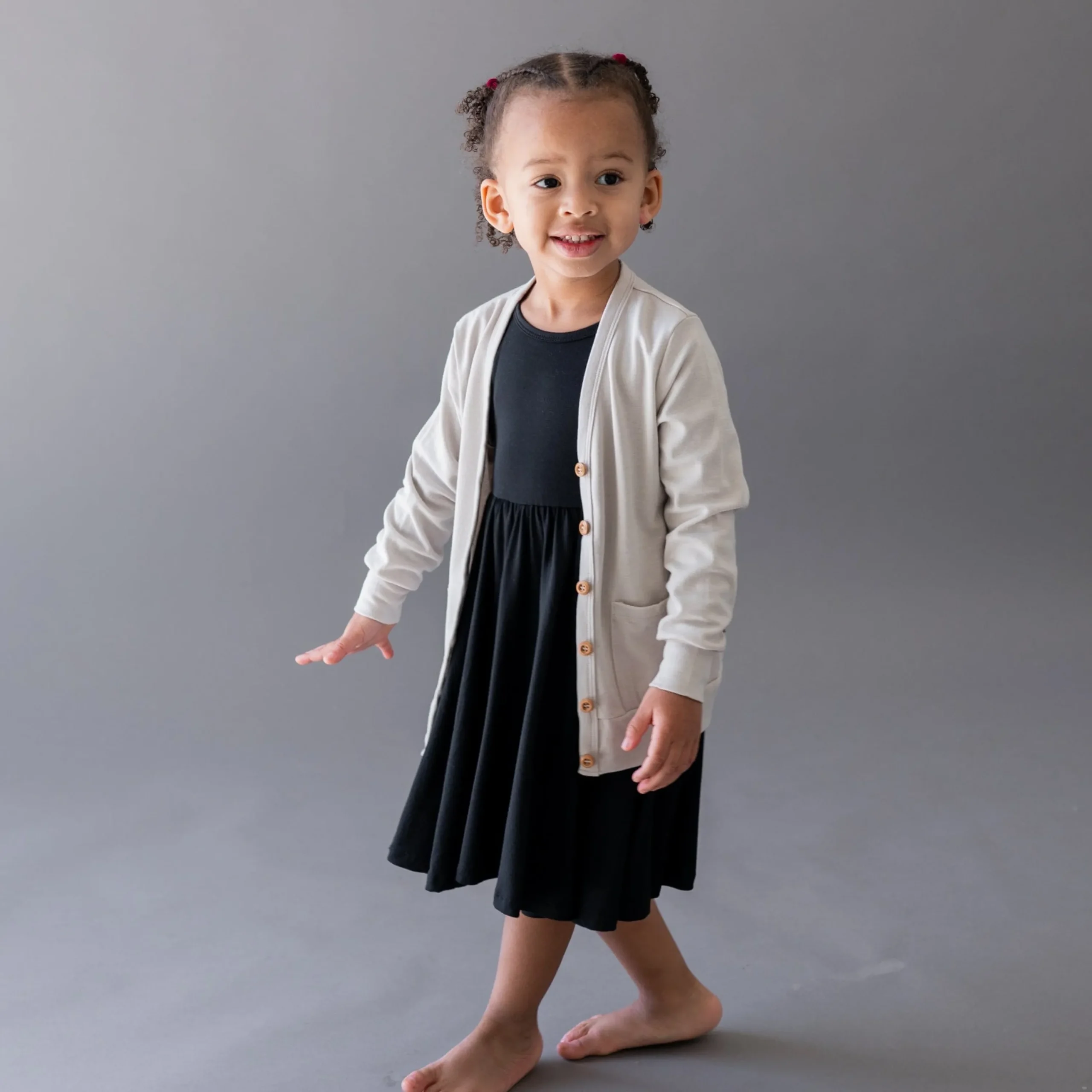 Kyte Baby Bamboo Jersey Toddler Cardigan in Oat Hot
