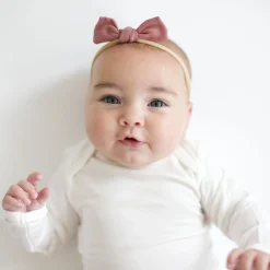 Kyte Baby Bamboo Muslin Tiny Bow in Dusty Rose Hot