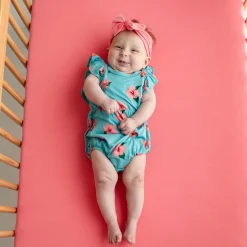Kyte Baby Bubble Romper in Hibiscus Discount