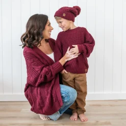 Kyte Baby Chunky Cable Knit Beanie in Burgundy Online