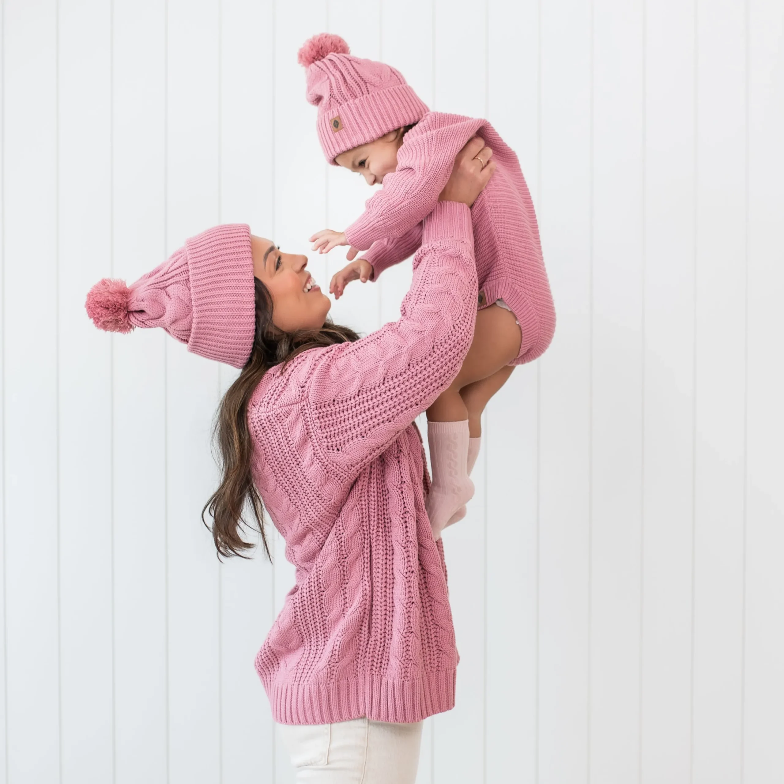 Kyte Baby Chunky Cable Knit Beanie in Apple Blossom