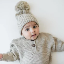Kyte Baby Chunky Cable Knit Beanie in Almond Hot