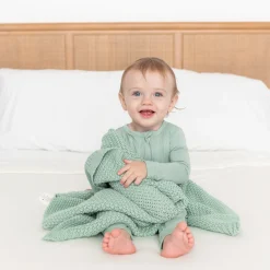 Kyte Baby Chunky Knit Baby Blanket in Sage Best