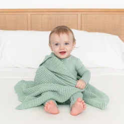 Kyte Baby Chunky Knit Baby Blanket in Sage Best