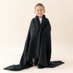 Kyte Baby Chunky Knit Basket Weave Toddler Blanket in Midnight Sale