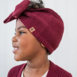 Kyte Baby Chunky Knit Bow Headband in Burgundy Clearance