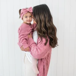 Kyte Baby Chunky Knit Bow Headband in Apple Blossom Best