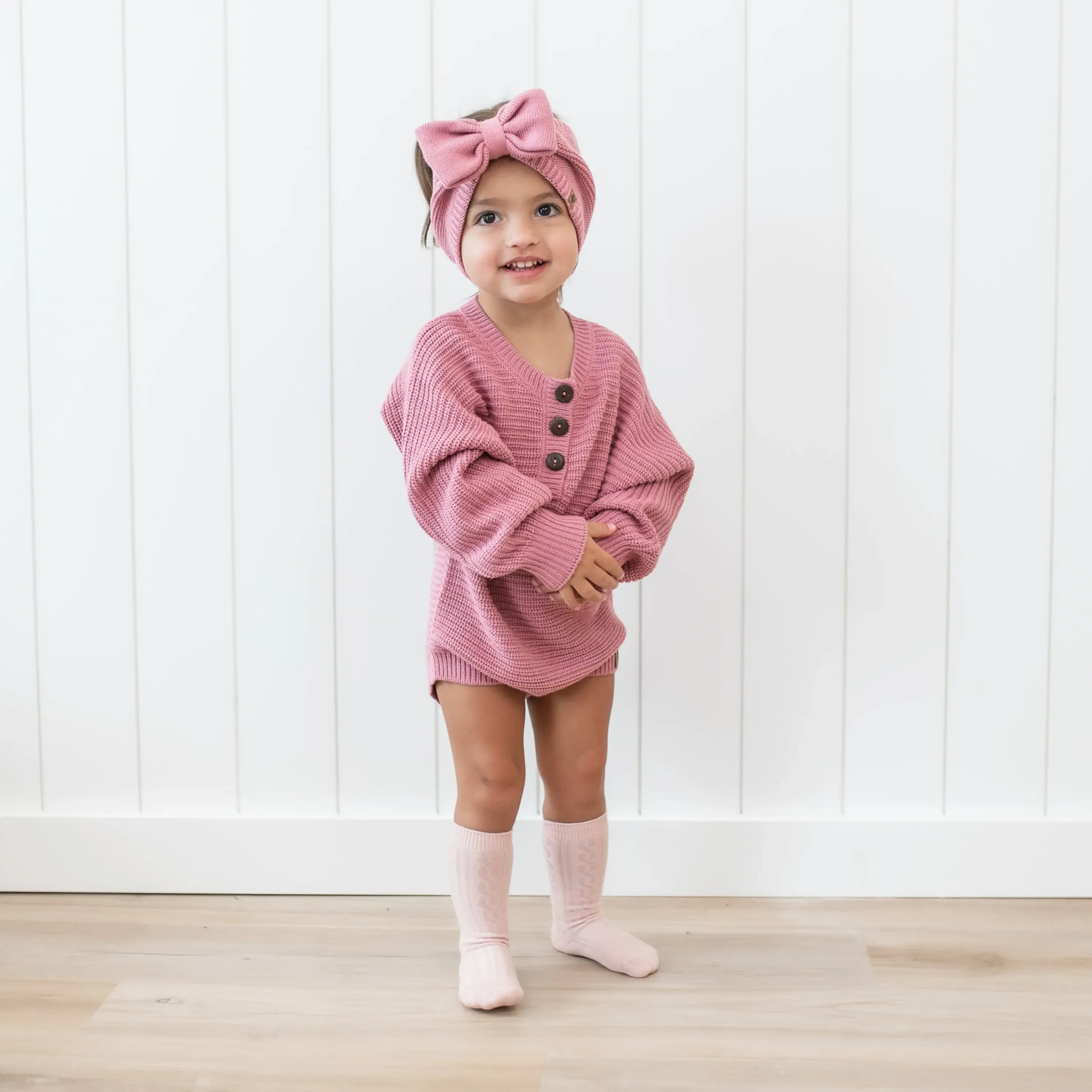 Kyte Baby Chunky Knit Bow Headband in Apple Blossom Best