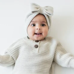 Kyte Baby Chunky Knit Bow Headband in Oat