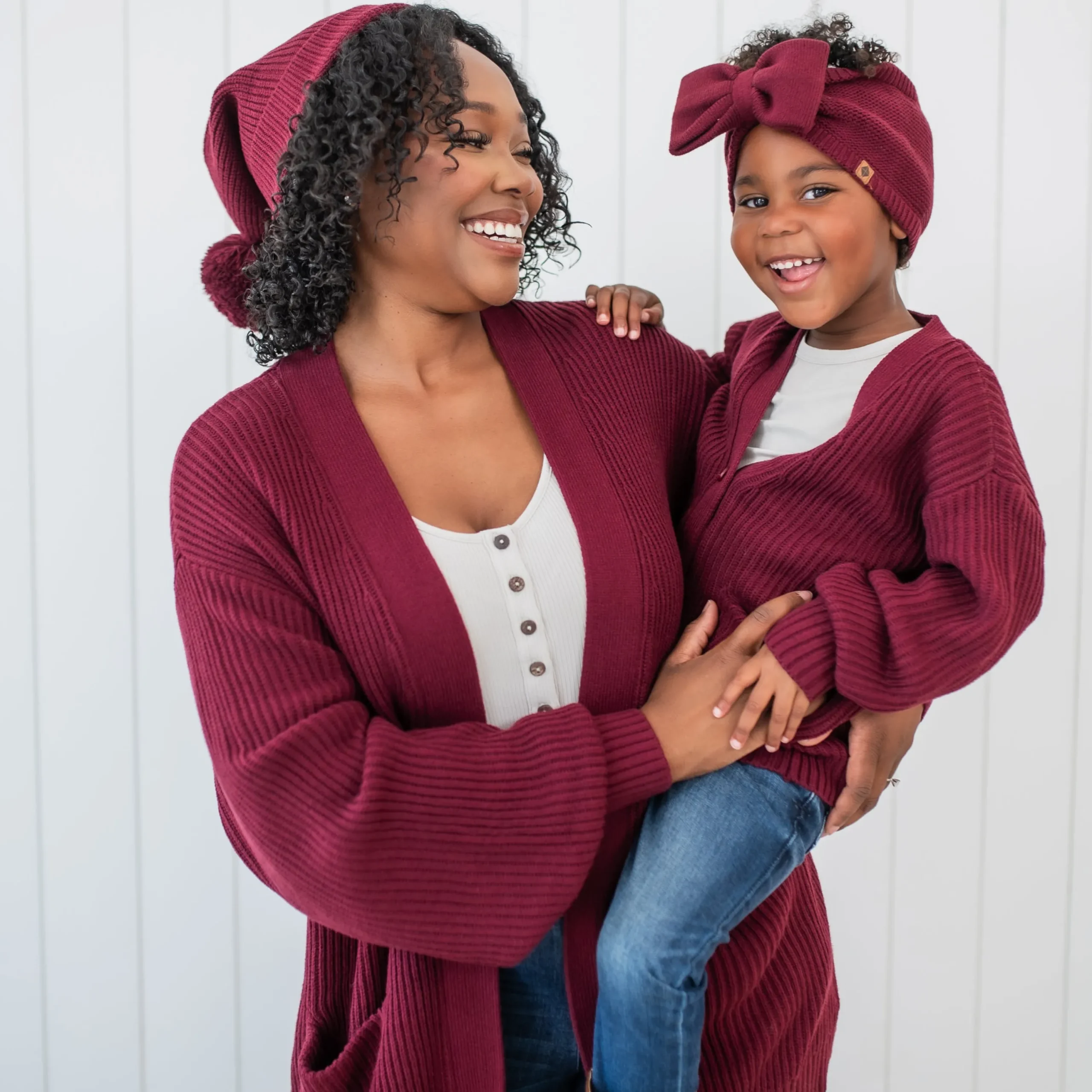 Kyte Baby Chunky Knit Oversized Cardigan in Burgundy Outlet