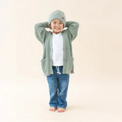 Kyte Baby Chunky Knit Oversized Cardigan in Thyme Hot
