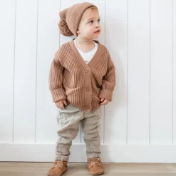 Kyte Baby Chunky Knit Oversized Cardigan in Latte Outlet