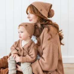 Kyte Baby Chunky Knit Oversized Cardigan in Latte Outlet