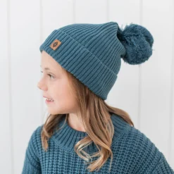 Kyte Baby Chunky Knit Pom Beanie in Atlantic Hot