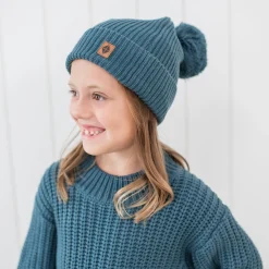 Kyte Baby Chunky Knit Pom Beanie in Atlantic Hot
