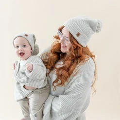 Kyte Baby Chunky Knit Pom Beanie in Oat Best