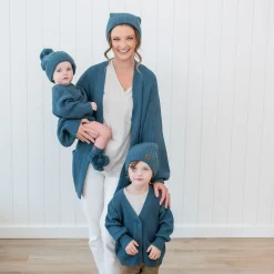 Kyte Baby Chunky Knit Ribbed Beanie in Atlantic Hot