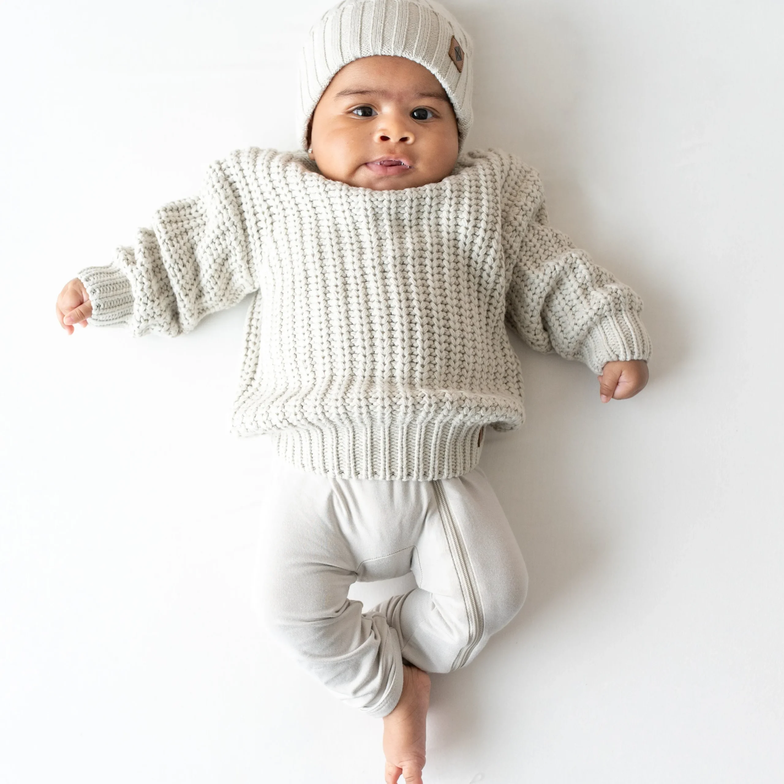 Kyte Baby Chunky Knit Ribbed Beanie in Oat Best
