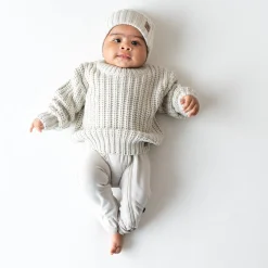 Kyte Baby Chunky Knit Ribbed Beanie in Oat Best