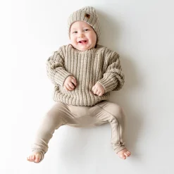 Kyte Baby Chunky Knit Ribbed Beanie in Almond Discount