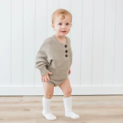 Kyte Baby Chunky Knit Romper in Almond Sale