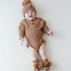 Kyte Baby Chunky Knit Romper in Latte New