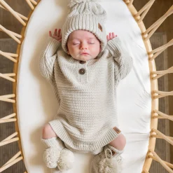 Kyte Baby Chunky Knit Romper in Oat