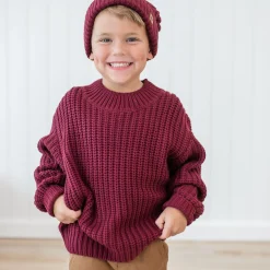 Kyte Baby Chunky Knit Sweater in Burgundy Sale