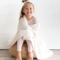Kyte Baby Chunky Knit Toddler Blanket in Cloud Discount