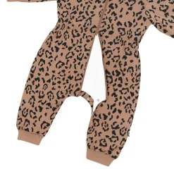 Kyte Baby Cozy Playsuit in Latte Leopard Clearance