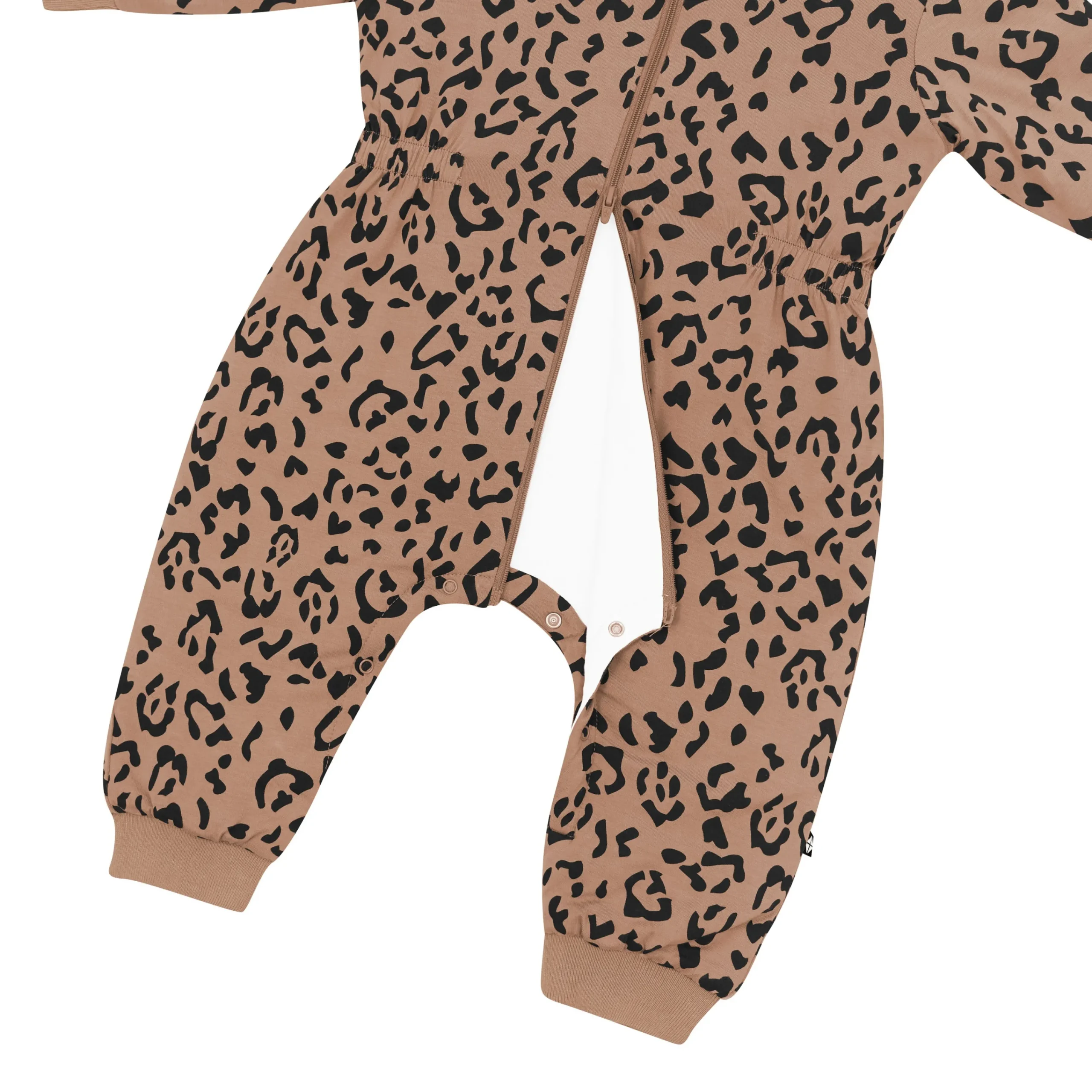 Kyte Baby Cozy Playsuit in Latte Leopard Clearance