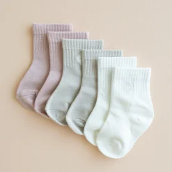 Kyte Baby Crew Socks Combo 3-Pack in Pastel Pastel: Oat/Cloud/Blush Outlet