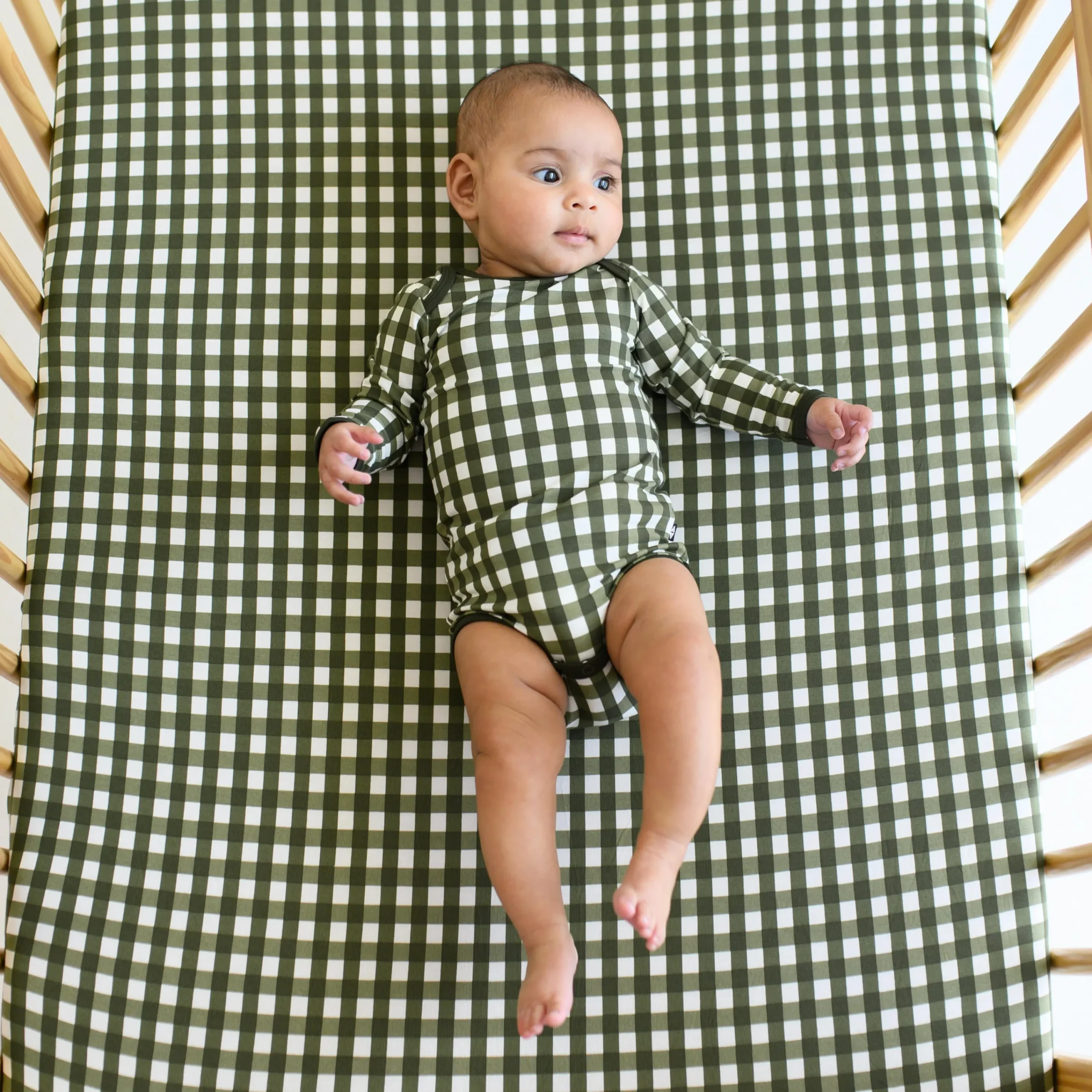 Kyte Baby Crib Sheet in Gingham Fir New