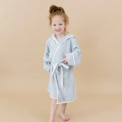 Kyte Baby Hooded Bath Robe in Storm with Cloud Trim Best
