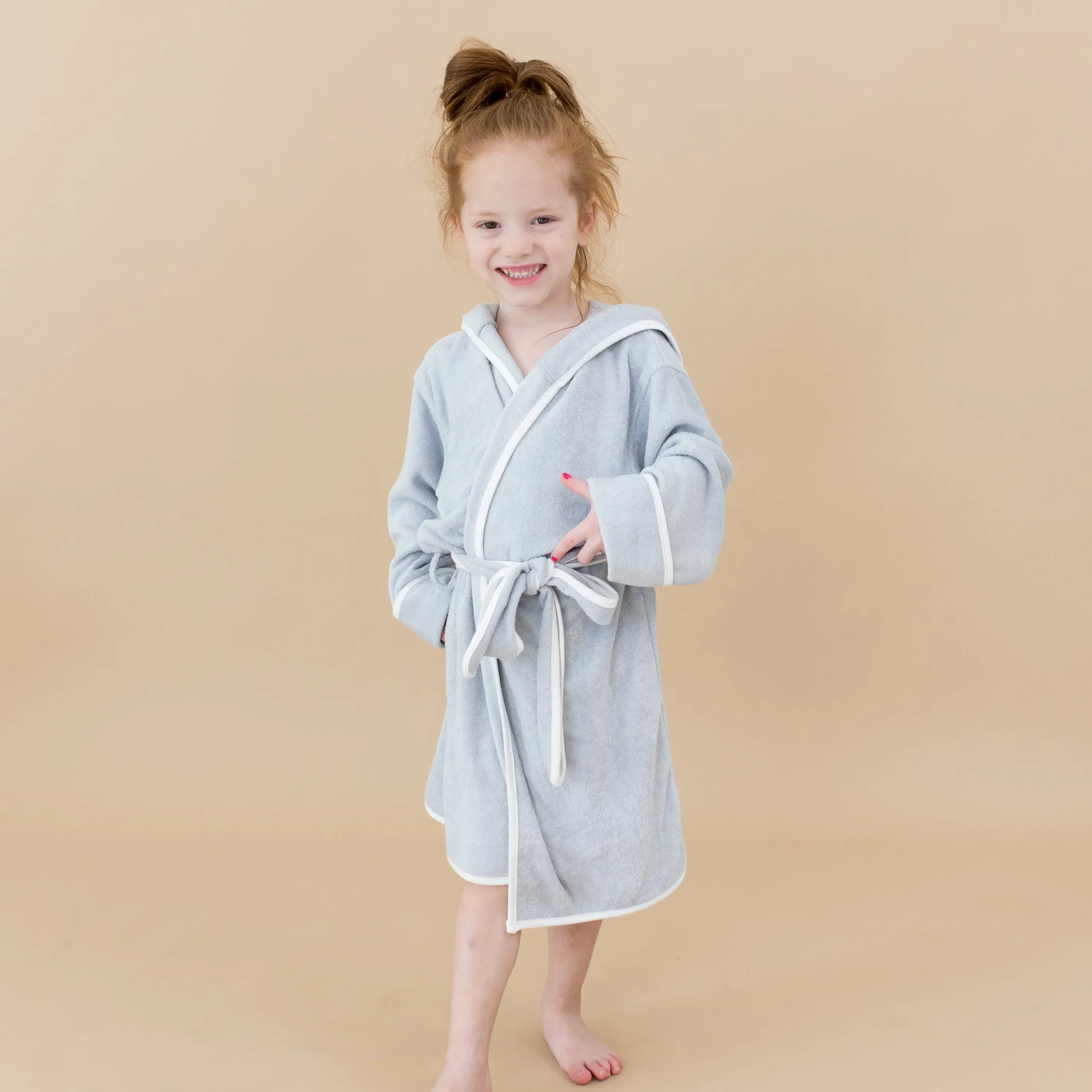 Kyte Baby Hooded Bath Robe in Storm with Cloud Trim Best