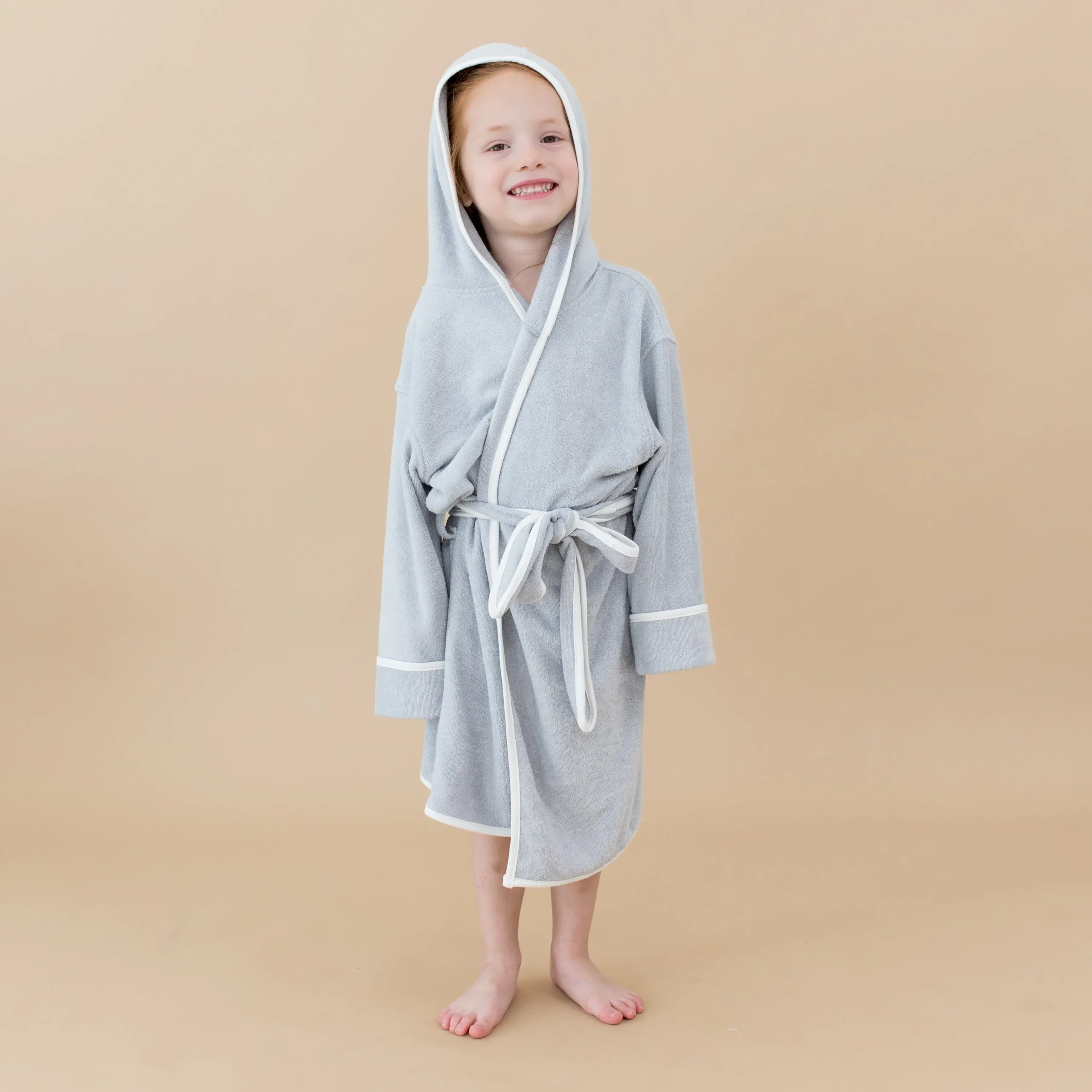 Kyte Baby Hooded Bath Robe in Storm with Cloud Trim Best