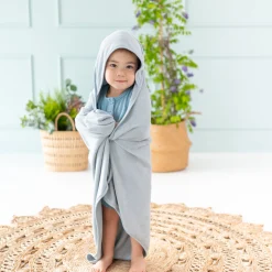 Kyte Baby Hooded Bath Towel in Fog Hot