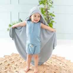 Kyte Baby Hooded Bath Towel in Fog Hot